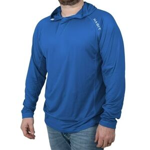 Habit Men's Blue UPF 50+ UV Protection Hooded Performance Layer Tee